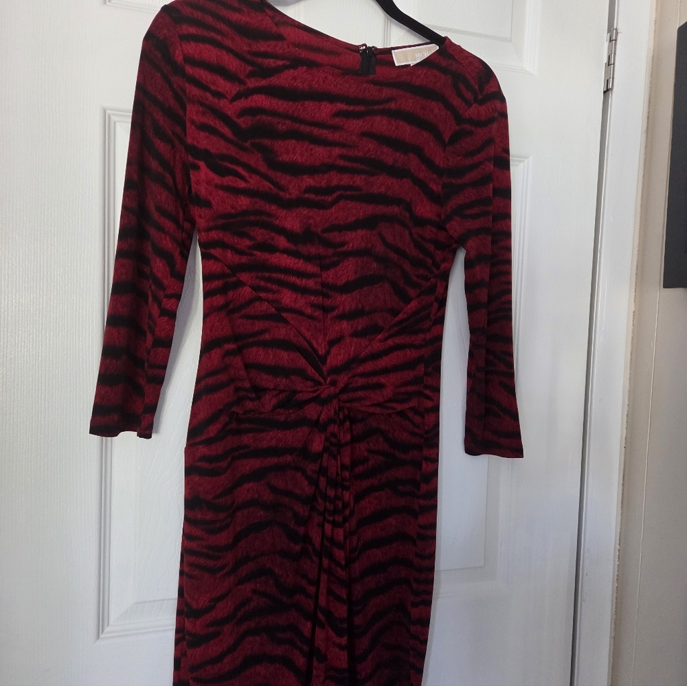 Elegant Red and Black Zebra Print Dress